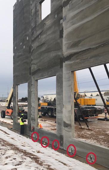 Northeast Precast Installation showing PC-10 connections